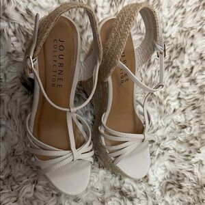 Journee Collection Women's Beige Wedge Sandals